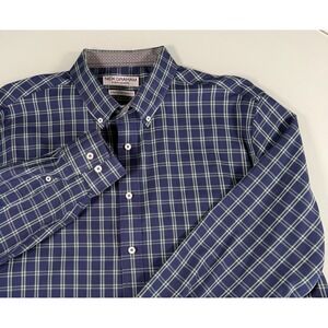 Nick Graham Everywhere Shirt Men's 18 2XL Blue Plaid Stretch Modern Fit